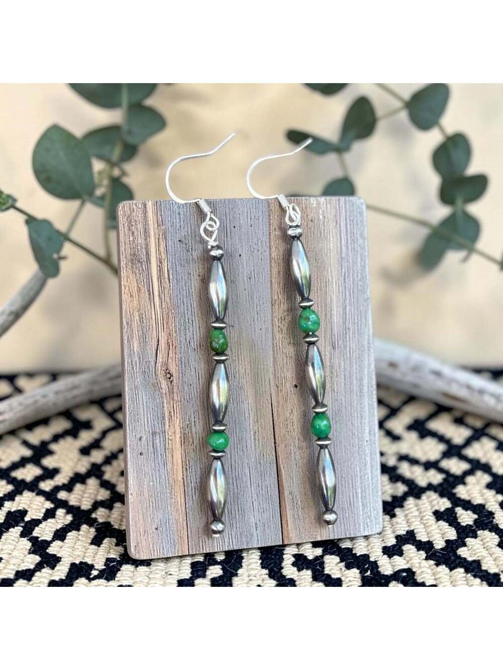 3" Gem Grade Sonoran Gold Sterling Navajo Style Torpedo Pearl Earrings